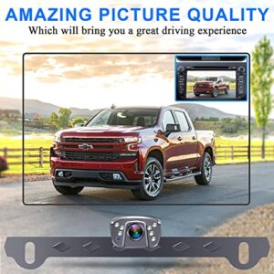 Backup Camera Car Waterproof HD Truck Rear View Reverse Cam Metal Durability Universal License Plate Cameras for Cars LED Light Color Night Vision AMTIFO H19