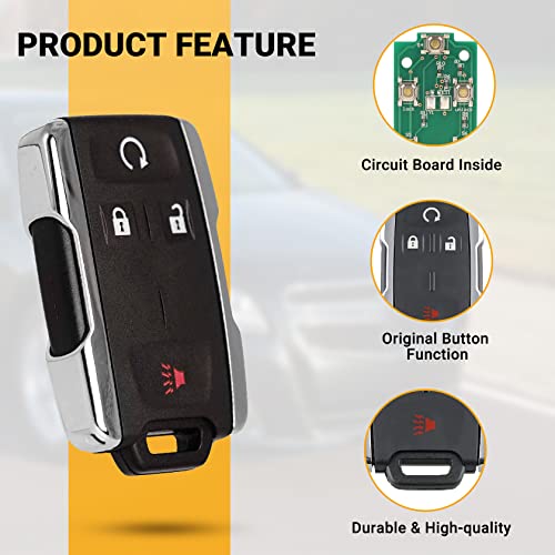 Keyless Entry Remote Control Car Key Fob Compatible with Chevy Silverado/Colorado/GMC Sierra 1500 2500 HD 3500 HD 2014 2015 2016 2017 2018 2019 2020/Canyon 4 Buttons Car Key Replacement M3N32337100