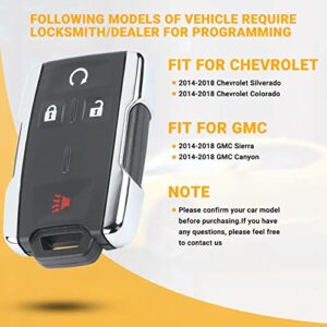 Keyless Entry Remote Control Car Key Fob Compatible with Chevy Silverado/Colorado/GMC Sierra 1500 2500 HD 3500 HD 2014 2015 2016 2017 2018 2019 2020/Canyon 4 Buttons Car Key Replacement M3N32337100