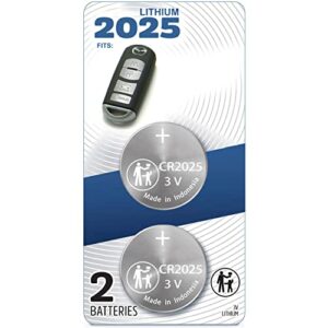 (2 pack) cr2025 2025 remote key fob battery oem 2009-2020 replacement for toyota mazda 3 6 cx-3 cx-5 cx-9 mx-5 miata yaris ia scion smart kr55wk49383, wazx1t768ske11a03, a04 – (w. instructions)