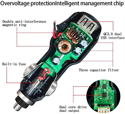 Dash Cam Charger 2023 Upgraded USB-C Car Charger with Dual USB Port Compatible with, Rexing, Byakov, AKASO, Crosstour, Trekpow, Pruveeo, OldShark, Garmin and Most Other Dash Cam (11.5ft)