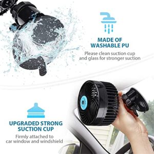 12V 6” Electric Car Fan,Car Cooling Fan with Suction Cup,360 Degree Adjustable Car Fan with Air Purification Function&Speed Control,Quiet Vehicle Fan for Truck Van SUV RV Boat