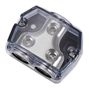 uxcell 2 way power distribution block 0 gauge in 0 gauge out power ground distributor for splitter