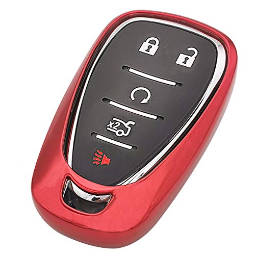 Red TPU Key Cover Case Fob Glove Holder for Chevrolet 2017 2018 2019 2020 2021 Chevy Malibu Camaro Cruze Traverse Spark Sonic Bolt Equinox HYQ4EA