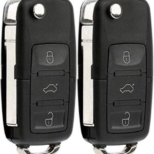 KeylessOption Keyless Entry Remote Control Car Uncut Blade Flip Key Fob for VW NBG010180T (Pack of 2)