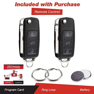 KeylessOption Keyless Entry Remote Control Car Uncut Blade Flip Key Fob for VW NBG010180T (Pack of 2)