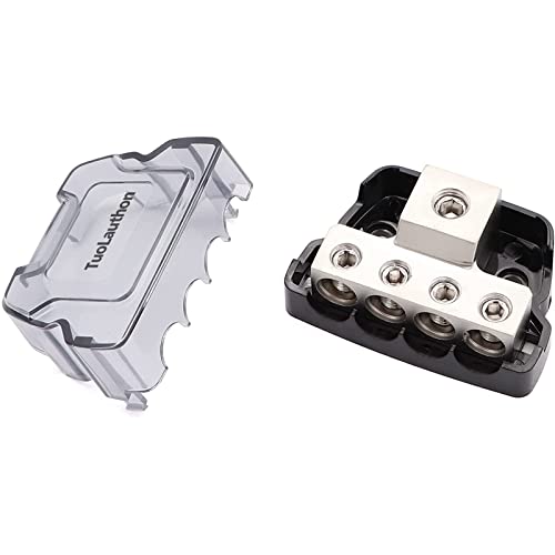 TuoLauthon 2PCS 4 Way Power Distribution Block 1x 0/2/4 Gauge in / 4x 4/8/10 Gauge Out Nickel Plated Car Audio Splitter Amp Distribution Connecting Block