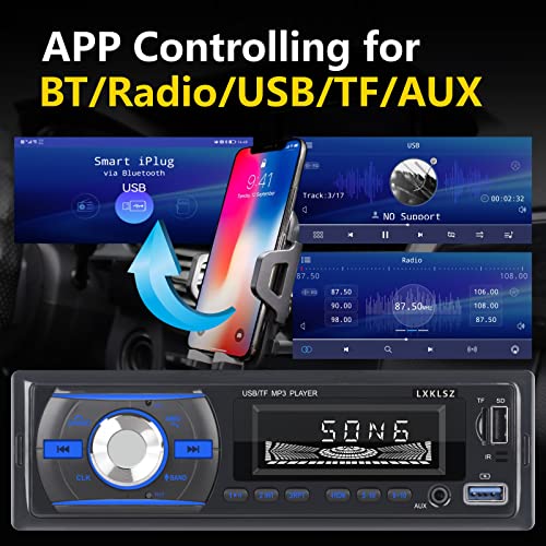 LXKLSZ Auto Radio Car Stereo Bluetooth Single Din LCD Audio Radio with APP Control MP3 Player Supports Hands Free Calling AM/FM Radio AUX Input TF/EQ/USB Fast Charging Radio Receiver