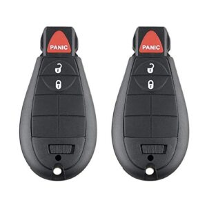 aupoko gq4-53t keyless entry remote key fob, 3 buttons smart key 56046953,56046953ae, 56046953ac,56046953ag, compatible with dodge ram 1500 2500 3500 – 2 pc