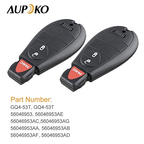 Aupoko GQ4-53T Keyless Entry Remote Key Fob, 3 Buttons Smart Key 56046953,56046953AE, 56046953AC,56046953AG, Compatible with Dodge Ram 1500 2500 3500 - 2 PC