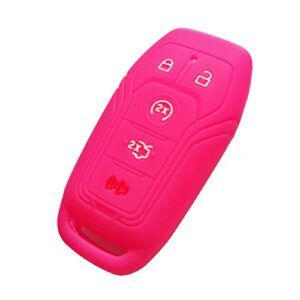 Alegender Qty(2) Silicone Smart Key Fob Cover Case Jacket Protector Holder for Ford Fusion F-150 Mustang Edge Lincoln MKZ MKC 5 Buttons Smart Keyless Remote