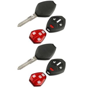 2 key fob keyless entry remote shell case & pad fits mitsubishi outlander lancer mirage i-meiv