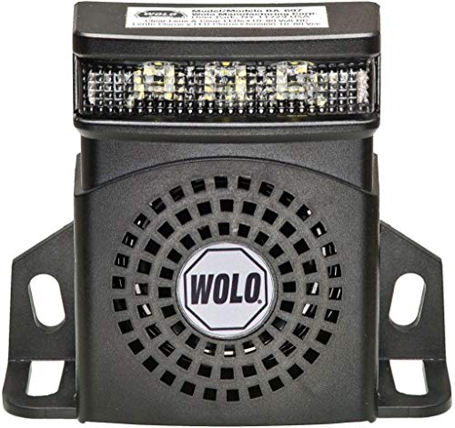 Wolo BA-1697WN PRO-TEC PLUS Heavy-Duty White Noise Back-Up Alarm With Flashing LED Light, 12-80 Volt, 97 Decibel