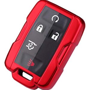 Soft TPU Key Fob Cover Case Remote Holder Skin Glove Fit for Chevy Chevrolet Silverado Colorado/GMC Sierra Canyon Yukon Cadillac (Red)