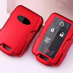 Soft TPU Key Fob Cover Case Remote Holder Skin Glove Fit for Chevy Chevrolet Silverado Colorado/GMC Sierra Canyon Yukon Cadillac (Red)