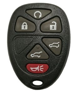 j-acces replacement key fob case shell for 2007-2014 chevy tahoe suburban 2007-2014 cadillac escalade 2007-2014 gmc yukon 6 buttons pad cover keyless entry remote car key casing (black)