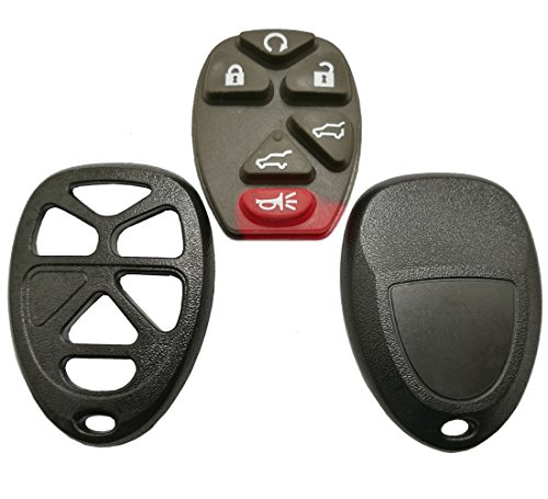 J-ACCES Replacement Key Fob Case Shell for 2007-2014 Chevy Tahoe Suburban 2007-2014 Cadillac Escalade 2007-2014 GMC Yukon 6 Buttons Pad Cover Keyless Entry Remote Car Key Casing (Black)