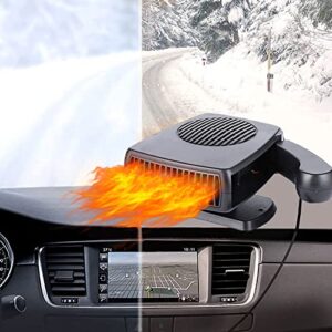 portable car heater,200w 2 in 1 with heating and cooling modes for fast heating defrost defogger, automobile windscreen fan in cigarette lighter (24v)