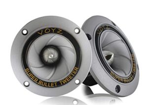 voyz 400 watts max power speaker tweeter – 3.5” piezo super horn tweeters with aluminum diaphragm and high temperature voice coil – 4-8 ohms for speaker box or sound project 1 pair (2pcs) (pet-1918)