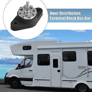 X AUTOHAUX 1 Pcs 1/4" Power Distribution Block 8 Point Bus Bar for Boat Car Marine Battery Junction Block Plastic Metal Black