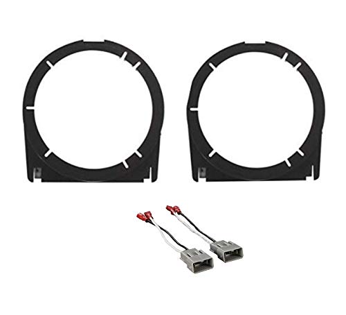 ASC Audio 6" 5" 5.25" Car Stereo Front Door Speaker Install Spacer Mount Plate Bracket Adapters and Speaker Wire Harness Connectors Combo for 2002-2006 Acura RSX, 2003-2007 Honda Accord