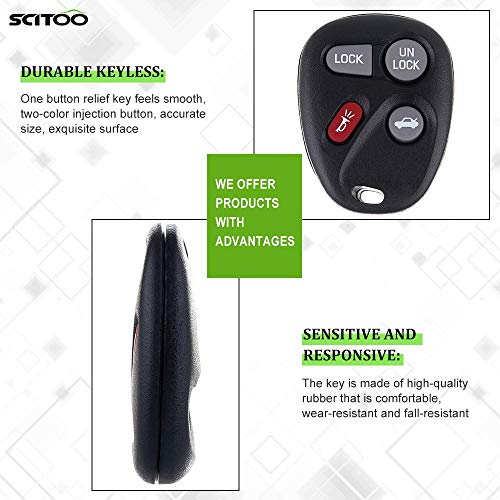 SCITOO 2pcs Keyless Remote Key Fob Clicker Case Shell 4 Buttons Replacement for 1996-2005 Buick Park Avenue Cadillac Pontiac Bonneville Seville KOBLEAR1XT