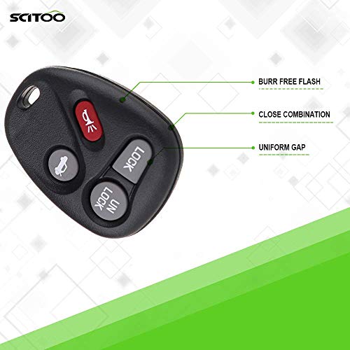 SCITOO 2pcs Keyless Remote Key Fob Clicker Case Shell 4 Buttons Replacement for 1996-2005 Buick Park Avenue Cadillac Pontiac Bonneville Seville KOBLEAR1XT