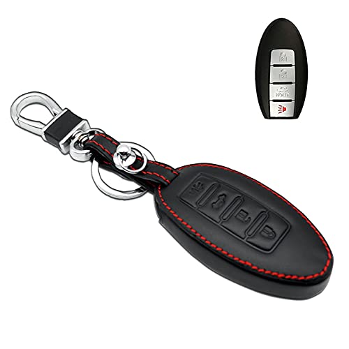 Compatible with fit for 2007-2016 Infiniti FX35 FX37 FX50 G25 G35 G37 Q40 Q60 Q70 QX60 QX70, Nissan Altima GT-R Maxima Murano Versa Leather Keyless Entry Remote Control Key Case Cover Protecter