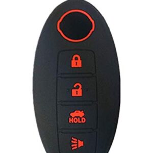 KAWIHEN Silicone 4 buttons Keyless Entry Smart Remote Key Fob Cover Compatible with for 350Z 370Z Altima Armada GT-R Leaf Pathfinder Rogue Sentra Maxima Murano Versa CWTWB1U840 285E3-3SG0D