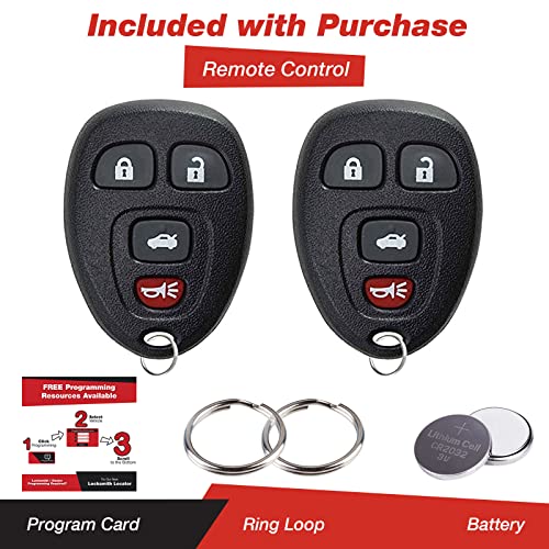 KeylessOption Keyless Entry Remote Control Car Key Fob for Impala Lucerne DTS Monte Carlo 15912859 (Pack of 2)