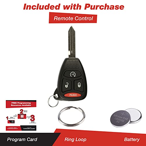 KeylessOption Keyless Remote Start Fob Uncut Car Ignition Key for Dodge Dakota, Ram, Durango, KOBDT04A, OHT692714AA