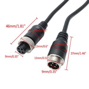 Hxchen 1M/3FT Car 4-Pin Aviation Video Extension Cable for CCTV Rearview Camera Truck Trailer Camper Bus Motorhome Vehicle Backup Monitor Waterproof Shockproof System