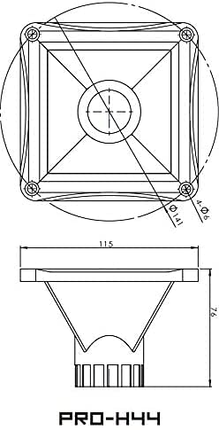 DS18 PRO-H44 Black Universal Square Driver Tweeter Horn Body Easy Twist On/Off Installation, Set of 1 (Black)