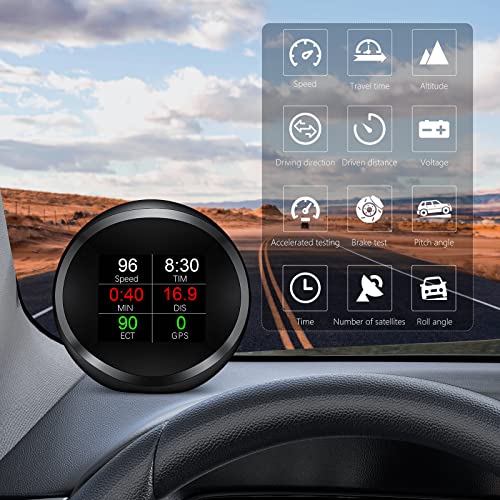 AWOLIMEI Head up Display for Cars, GPS Speedometer, GP11 Car HUD,Windshield Head-up Display, Incline Meter, Speed Warning, Slope Warning, Work for All Vehicles