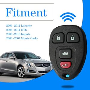 4 Button Keyless Entry Remote Control Compatible with Chevy Monte Carlo Impala Cadillac DTS Buick Lucerne 2006-2013 OUC60270, OUC60221, 15912859