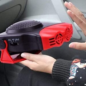 Car Heater That Plugs Cigarette Lighter, 12V 150W Rotatable Portable Car Heater Defroster Fans,2 in 1 Heating & Cooling Fast Heating Defrost Defogger for Car, SUV, Jeeps, Trucks - Red AE