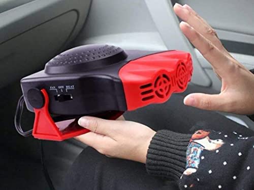 Car Heater That Plugs Cigarette Lighter, 12V 150W Rotatable Portable Car Heater Defroster Fans,2 in 1 Heating & Cooling Fast Heating Defrost Defogger for Car, SUV, Jeeps, Trucks - Red AE