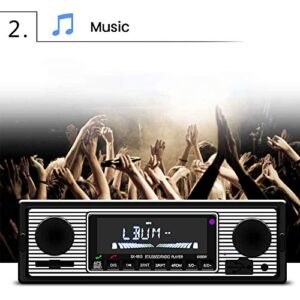 Car Stereo for Bluetooth, Retro Car FM Radio Smart Player, Electronic Auto FM Radio Receiver, Hands-Free Calling, Support MP3/WMA/WAV/AUX