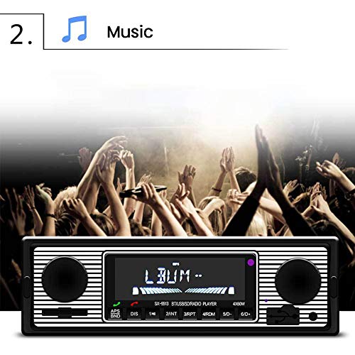 Car Stereo for Bluetooth, Retro Car FM Radio Smart Player, Electronic Auto FM Radio Receiver, Hands-Free Calling, Support MP3/WMA/WAV/AUX