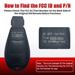 2× Key Fob FOBIK Replacement Keyless Smart Remote Car Key Fob for Dodge Ram 1500 2500 3500 Challenger Grand Caravan for Chrysler Town & Country for Jeep Grand Cherokee Commander M3N5WY783X IYZ-C01C