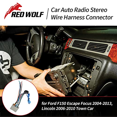 RED WOLF Car Stereo Pionner Wire Harness Adapter Connector Compatible with Ford F150 Escape Focus 2004-2013, Lincoln 2006-2010 Town Car for Pionner Radio CD Player Receiver Amplifier/SWC Cable Plug