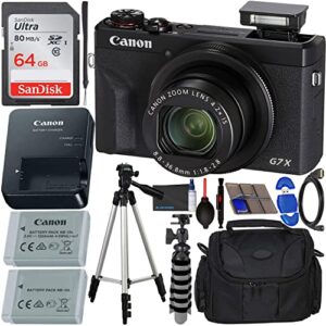 canon powershot g7 x mark iii digital camera (black) with accessory bundle – includes: sandisk ultra 64gb sdxc memory card, replacement battery, full size tripod, carrying case & more