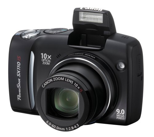 Canon Powershot SX110IS 9MP Digital Camera with 10x Optical Image Stabilized Zoom (Black)