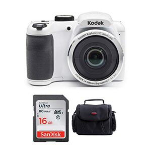 kodak pixpro az252 astro zoom 16mp digital camera (white) bundle with 16gb sd card and case (3 items)