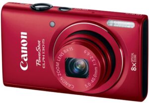 canon powershot elph 130 is 16.0 mp digital camera with 8x optical zoom 28mm wide-angle lens and 720p hd video recording (red) (discontinued by manufacturer)