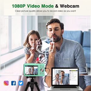 Digital Camera, Auto Focus Kids Camera,HOORUAN 1080P & 44MP Vlogging Digital Camera with 32GB Card, 16X Digital Zoom Compact Point and Shoot Camera, Portable Mini Kids Camera for Teens Students