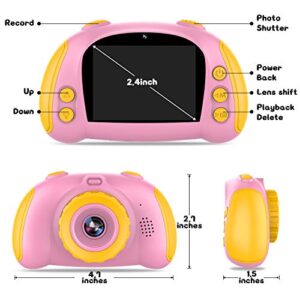 Kids Camera for Boys Girls - Upgrade Kids Selfie Camera, Birthday Gifts for Girls Age 3-9, HD Digital Video Cameras for Toddler, Portable Toy for 3 4 5 6 7 8 Year Old Girl with 32GB SD Card (Pink)