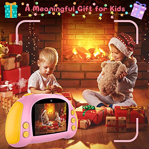 Kids Camera for Boys Girls - Upgrade Kids Selfie Camera, Birthday Gifts for Girls Age 3-9, HD Digital Video Cameras for Toddler, Portable Toy for 3 4 5 6 7 8 Year Old Girl with 32GB SD Card (Pink)