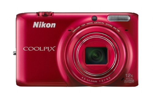 Nikon COOLPIX S6500 Wi-Fi Digital Camera with 12x Zoom (Red)