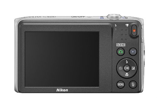 Nikon COOLPIX S3600 20.1 MP Digital Camera with 8x Zoom NIKKOR Lens and 720p HD Video (Silver) (Discontinued by Manufacturer)